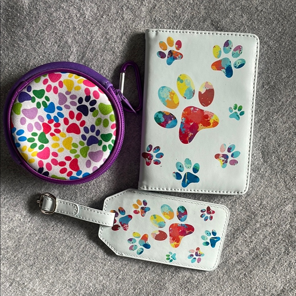 3/$25 Colorful Paw Print Travel Set